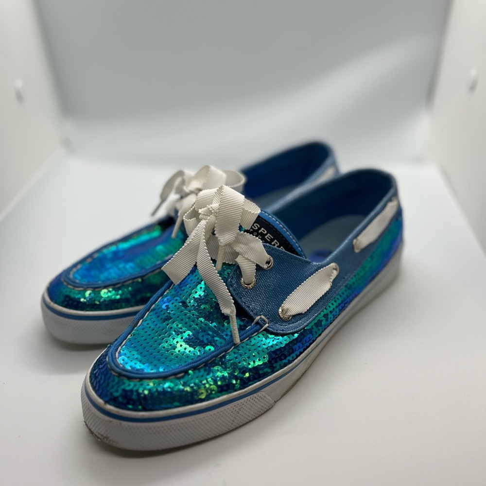 Sperry Blue Sequin Boat Shoes